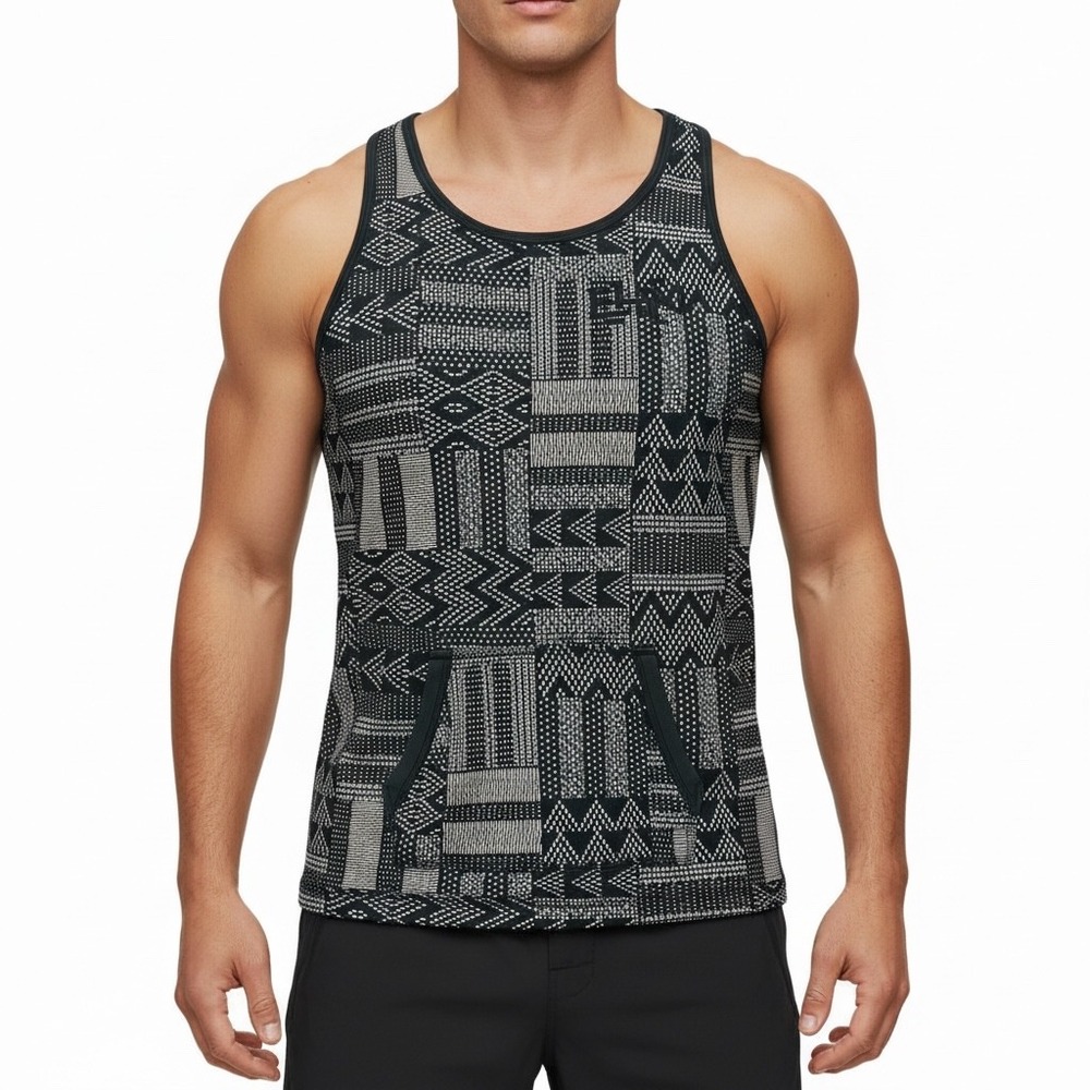 Nike BHM Black History Month Tank Top Mens XXL Black White Geometric Print Pouch